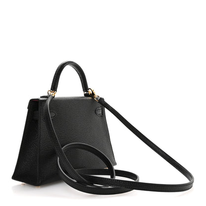 Hermes Chevre Mysore Horseshoe Mini Kelly Sellier 20 Black Rose Poupre 3 of 11