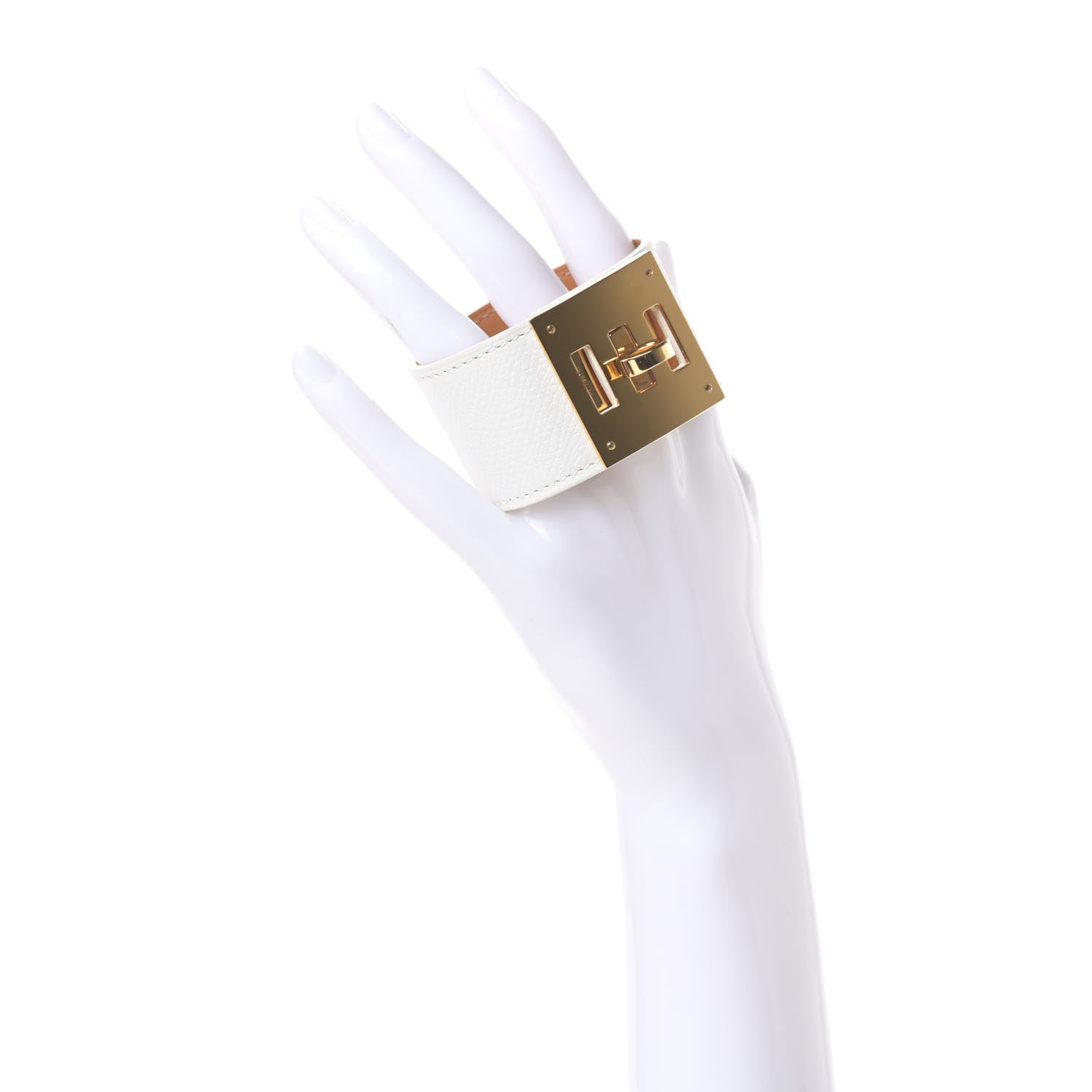 Hermes Epsom Kelly Dog Bracelet White 2 of 6