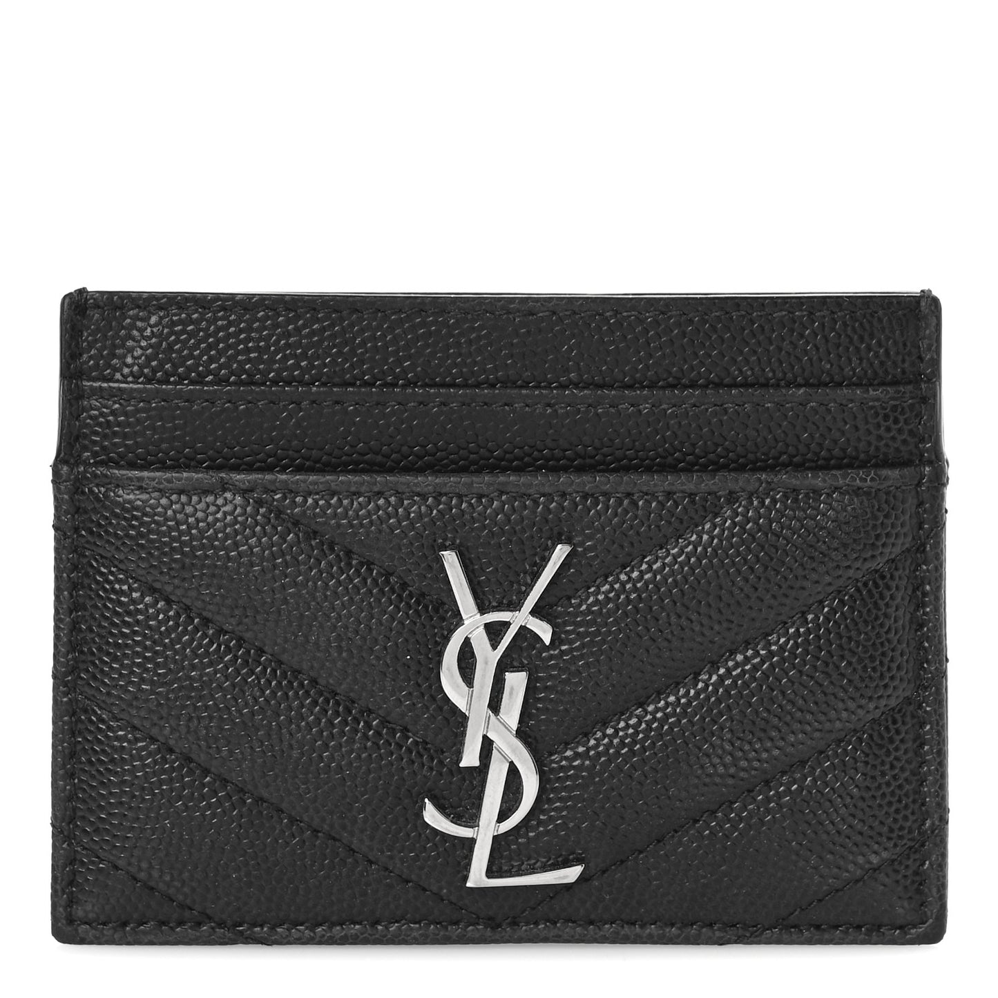 Grain De Poudre Matelasse Chevron Monogram Credit Card Case Black