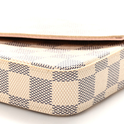 Louis Vuitton Damier Azur Pochette Felicie Chain Wallet Rose Ballerine 8 of 9