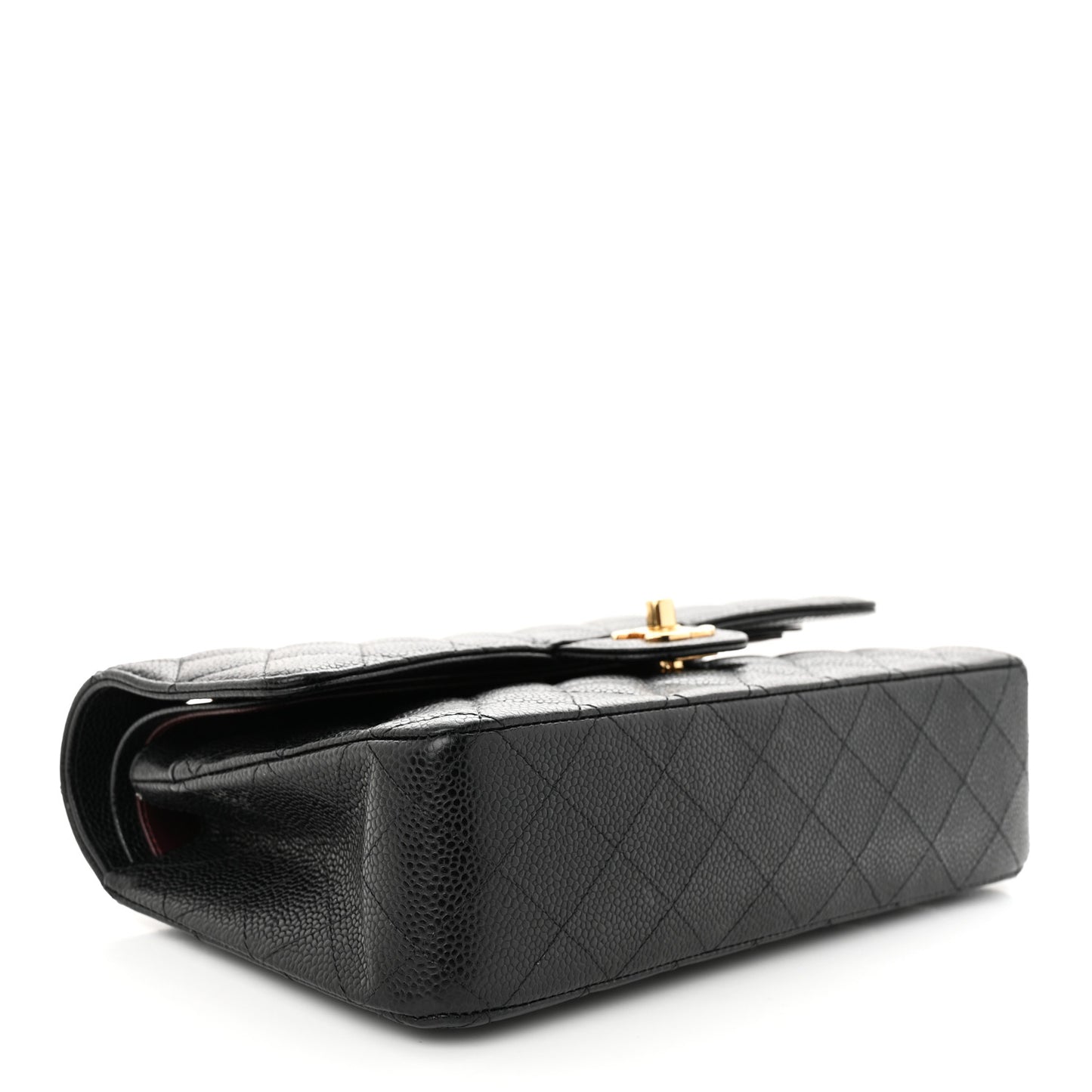Caviar Quilted Medium Double Flap Black