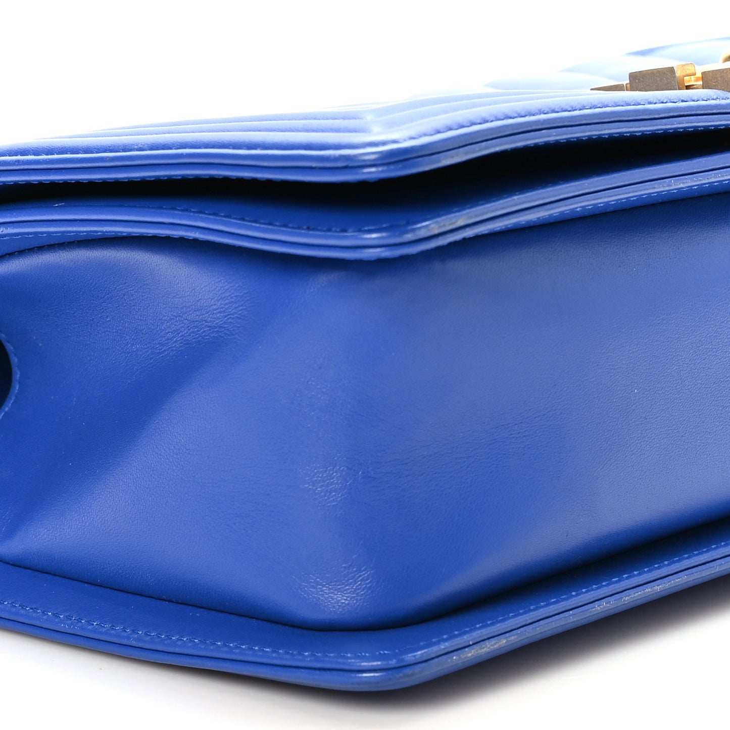 Calfskin Chevron Quilted Medium Boy Flap Blue