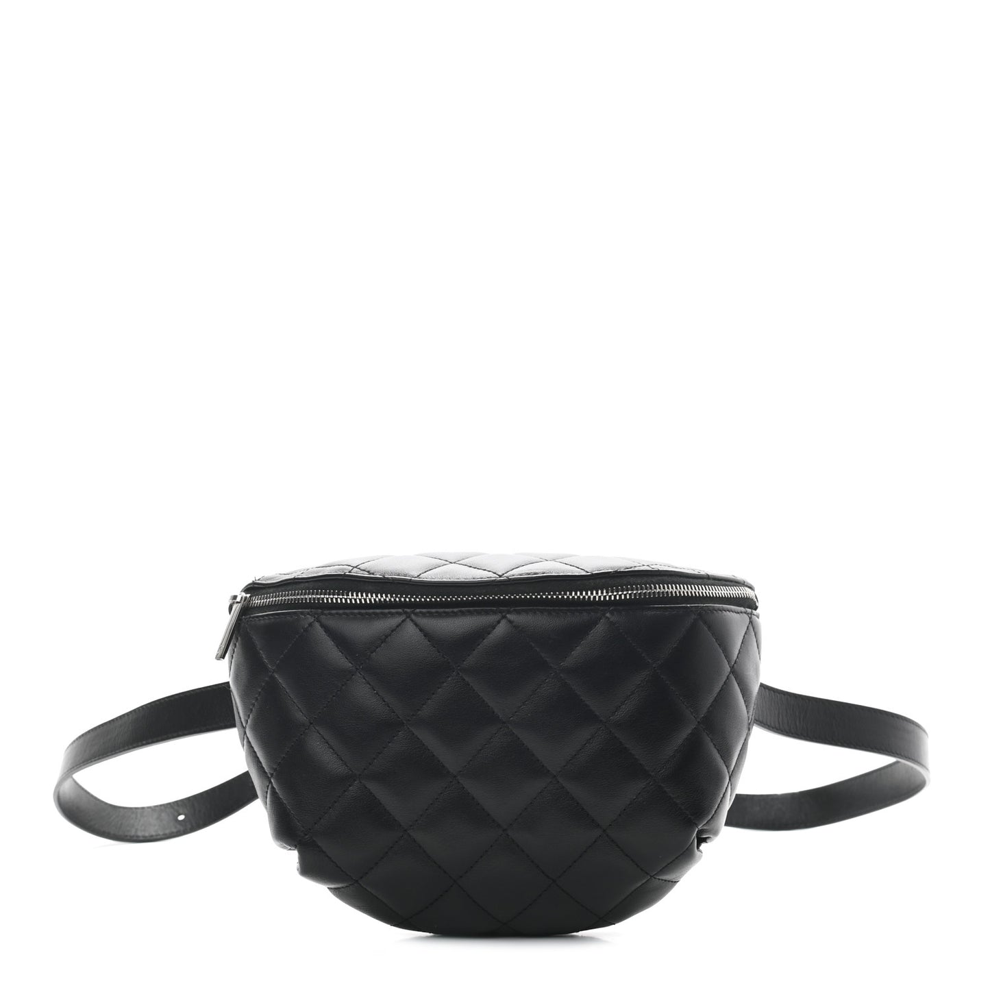 Lambskin Quilted Waist Belt Bag Black