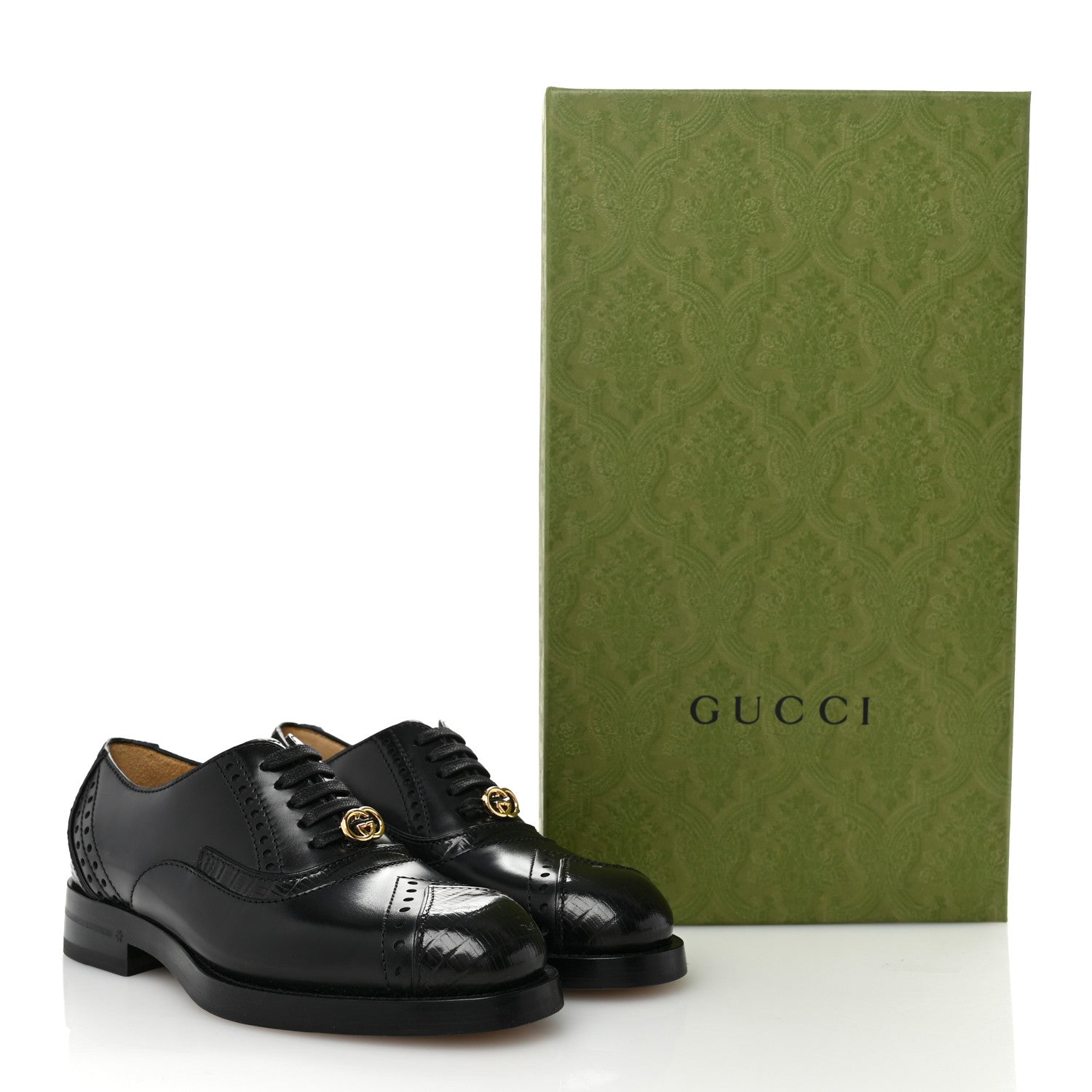Gucci Glossy Calfskin Tejus Womens Lace Up Loafers 35.5 Black 11 of 11
