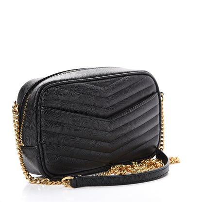 Saint Laurent Grain De Poudre Matelasse Monogram Mini Lou Camera Bag Black 2 of 9