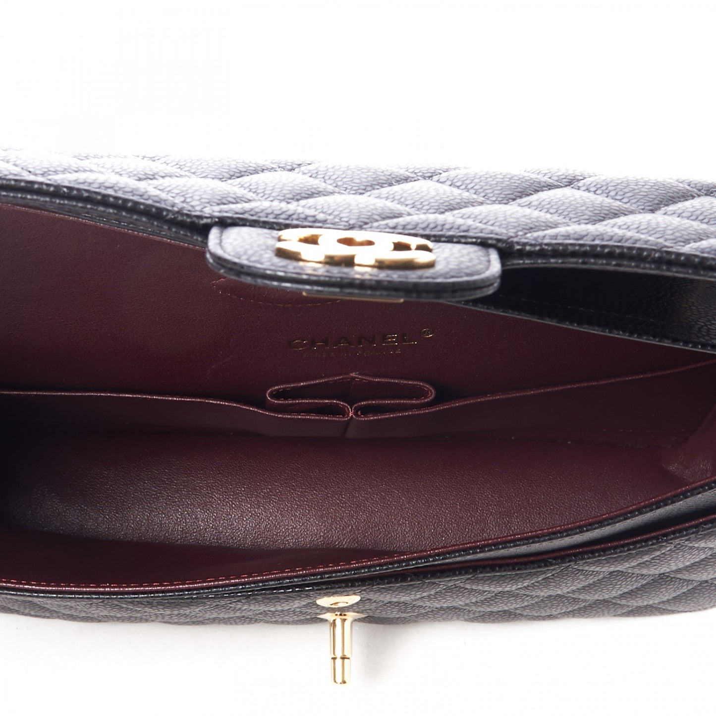 Caviar Quilted Medium Double Flap Black