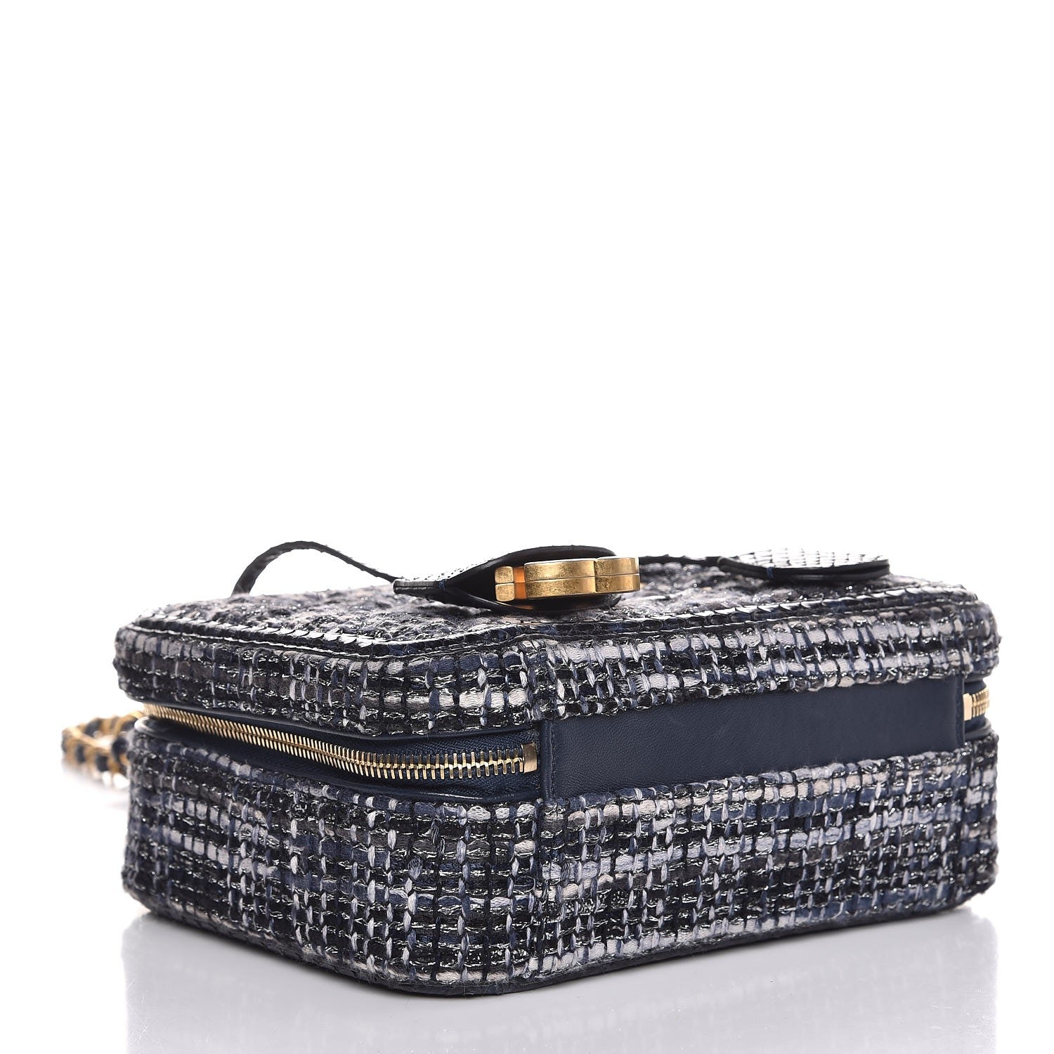 Chanel Tweed Snakeskin Quilted Medium CC Filigree Vanity Case Multicolor 4 of 8