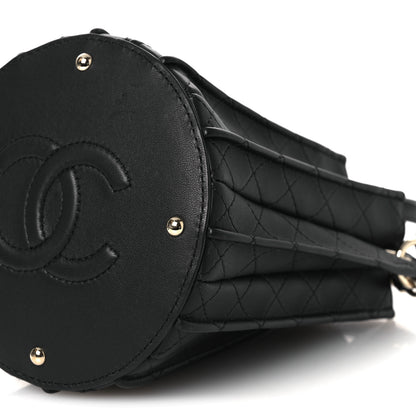 Chanel Calfskin Quilted Pleated Bucket Bag Black 10 of 10