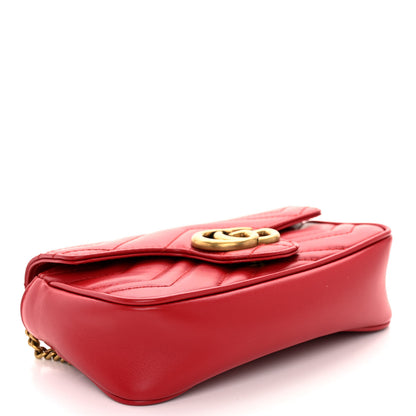 Gucci Calfskin Matelasse Super Mini GG Marmont Shoulder Bag Hibiscus Red 4 of 10
