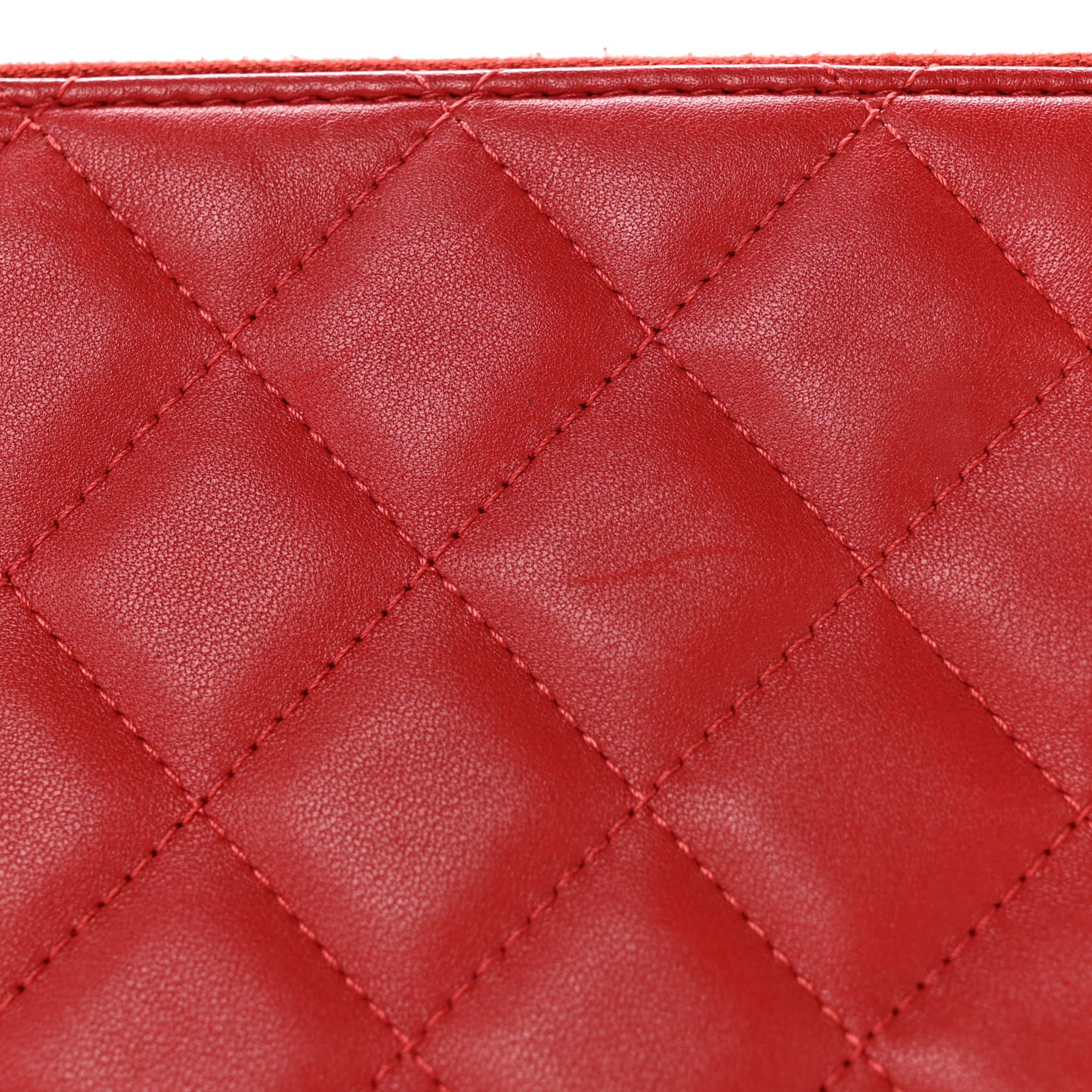 Lambskin Quilted Medium Casino Beauty CC Cosmetic Case Red