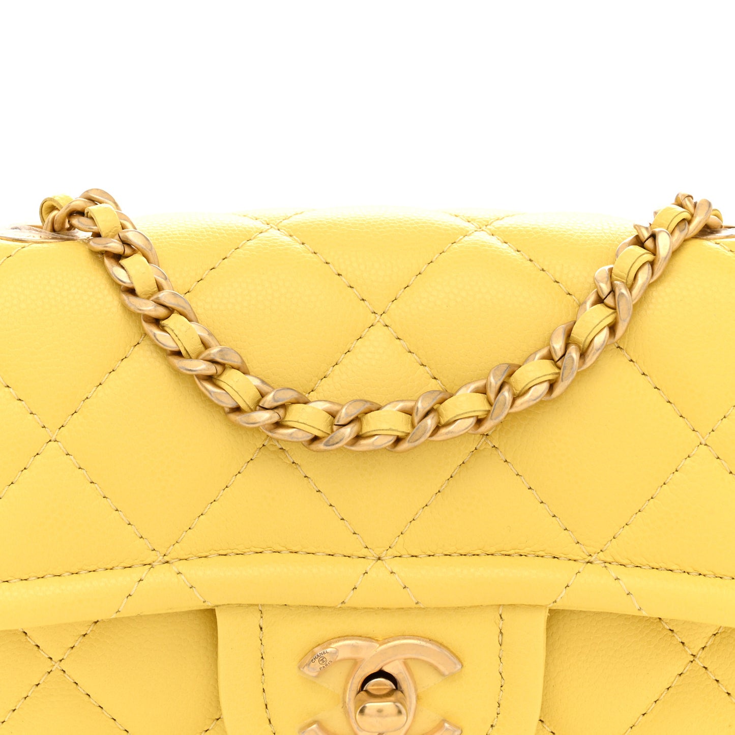 Caviar Quilted Mini Sweet Classic Flap Yellow
