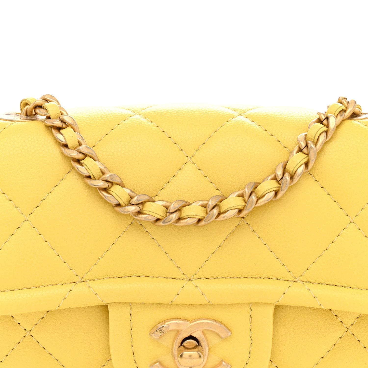 Chanel Caviar Quilted Mini Sweet Classic Flap Yellow 8 of 11