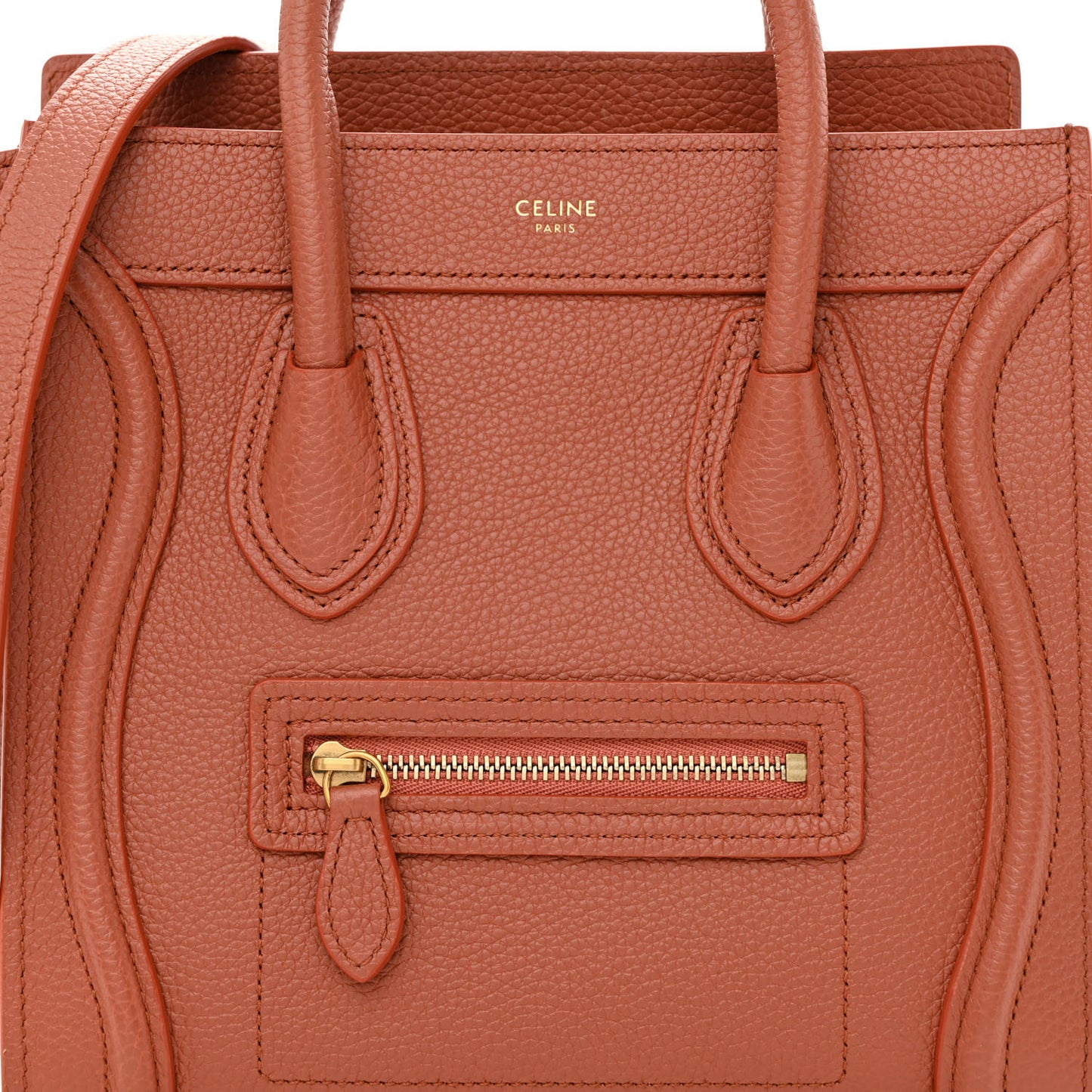 Drummed Calfskin Nano Luggage Lychee