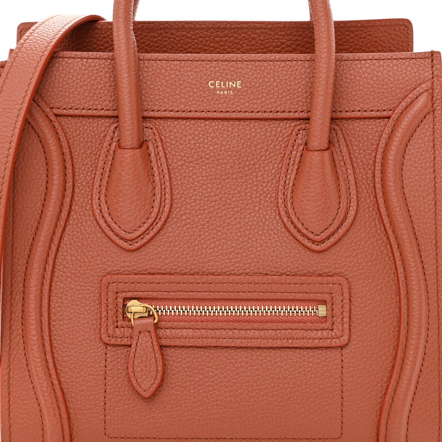Celine Drummed Calfskin Nano Luggage Lychee 8 of 12