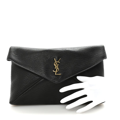 Saint Laurent Grained Lambskin Large Cassandre Envelope Pouch Black 2 of 7