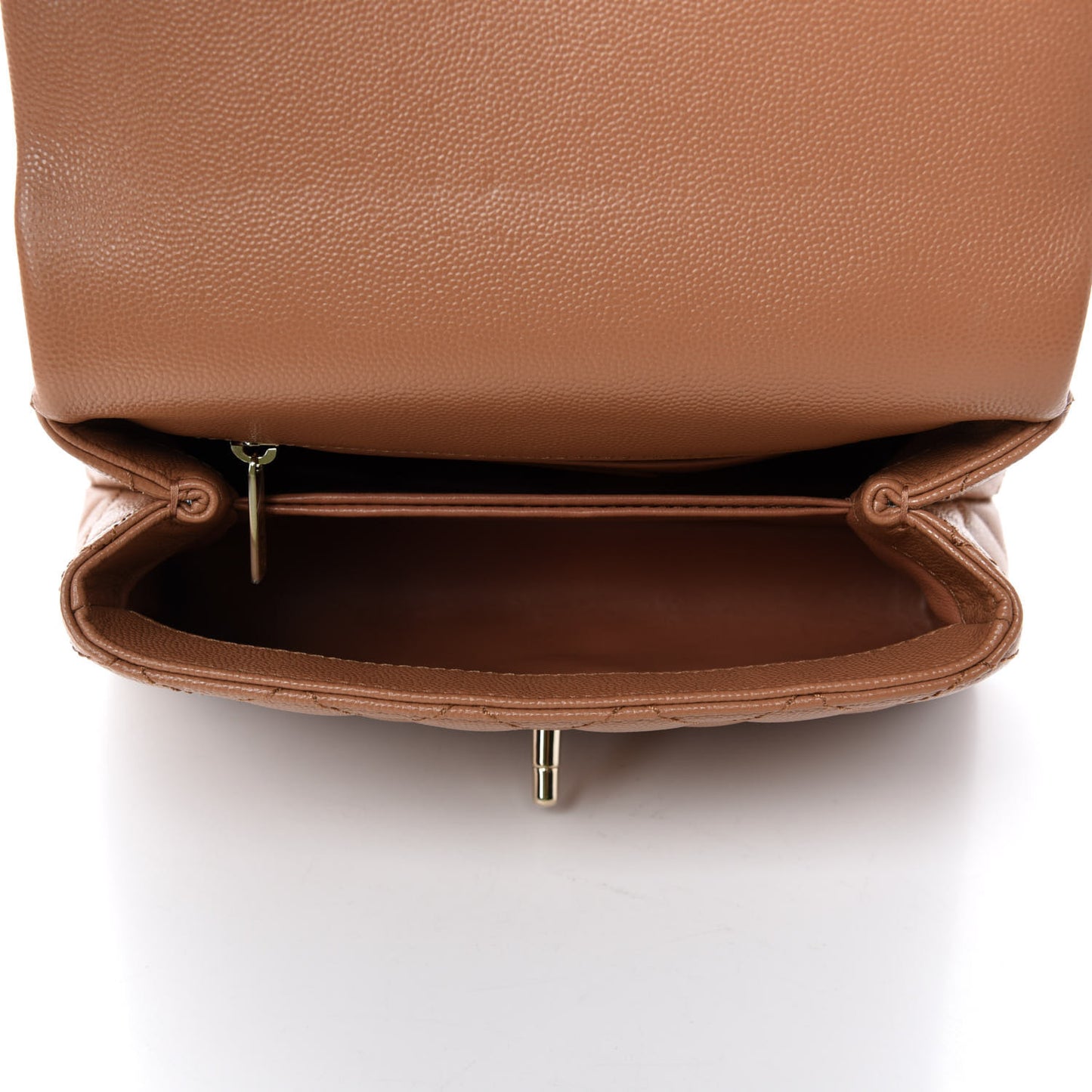 Caviar Quilted Mini Coco Handle Flap Brown