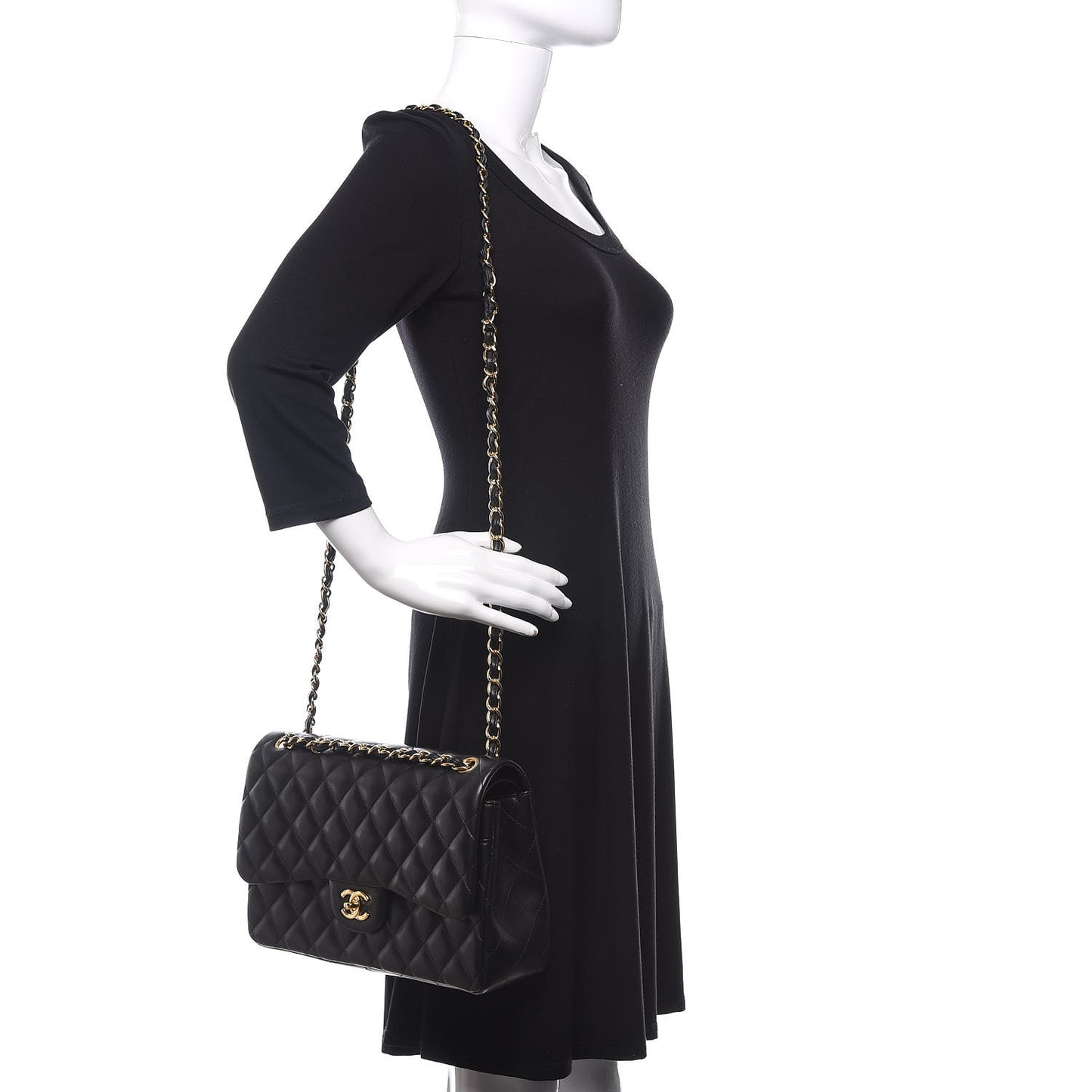 Lambskin Quilted Jumbo Double Flap Black