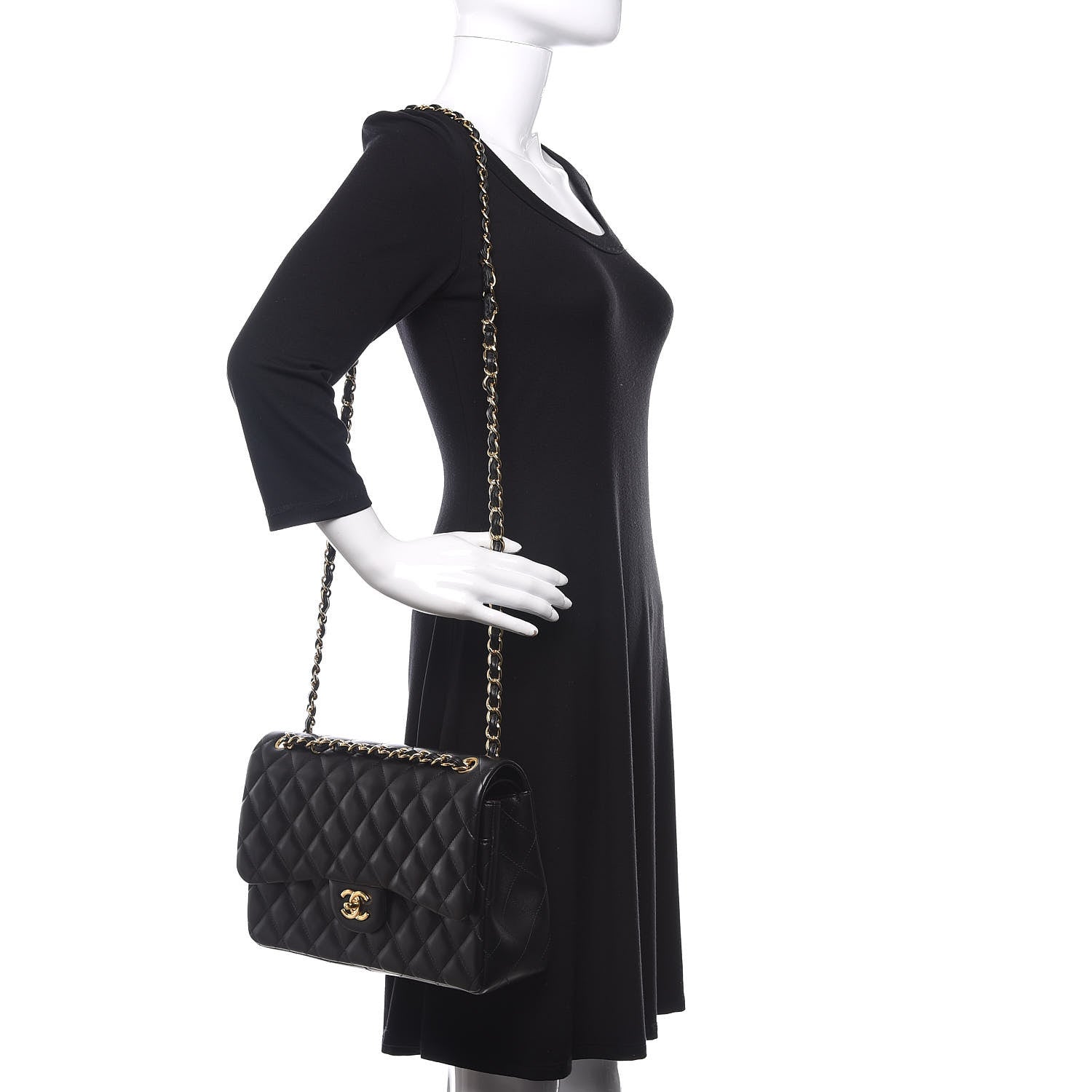 Chanel Lambskin Quilted Jumbo Double Flap Black 2 of 13