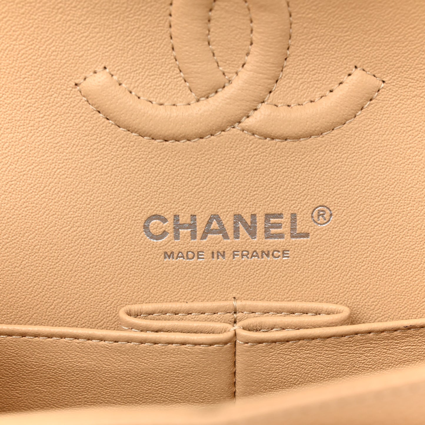 Caviar Quilted Small Double Flap Beige