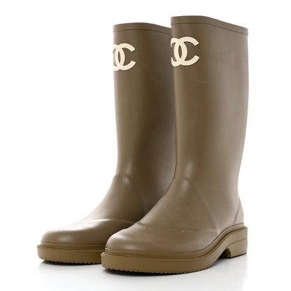 Chanel Caoutchouk CC High Boots 39 Dark Beige 3 of 9