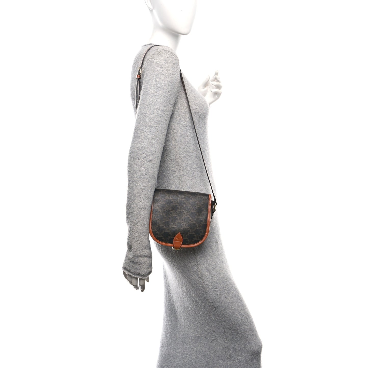 Triomphe Canvas Medium Folco Bag Tan
