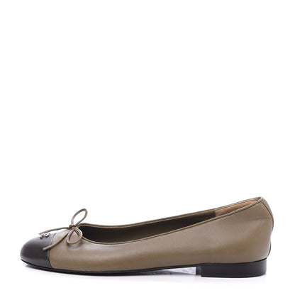 Chanel Lambskin Cap Toe CC Ballerina Flats 39 Brown 1 of 9