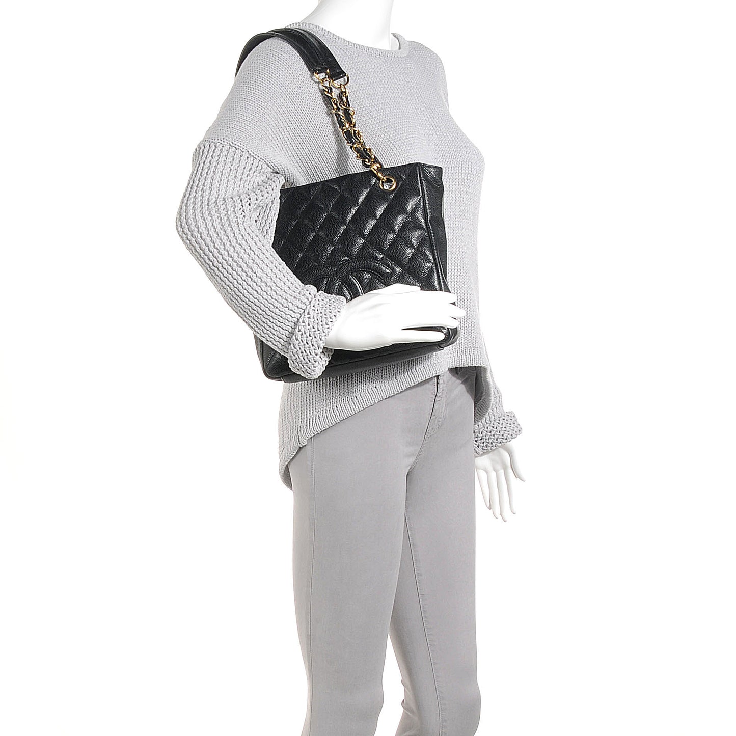 Caviar Petit Shopping Tote PST Black