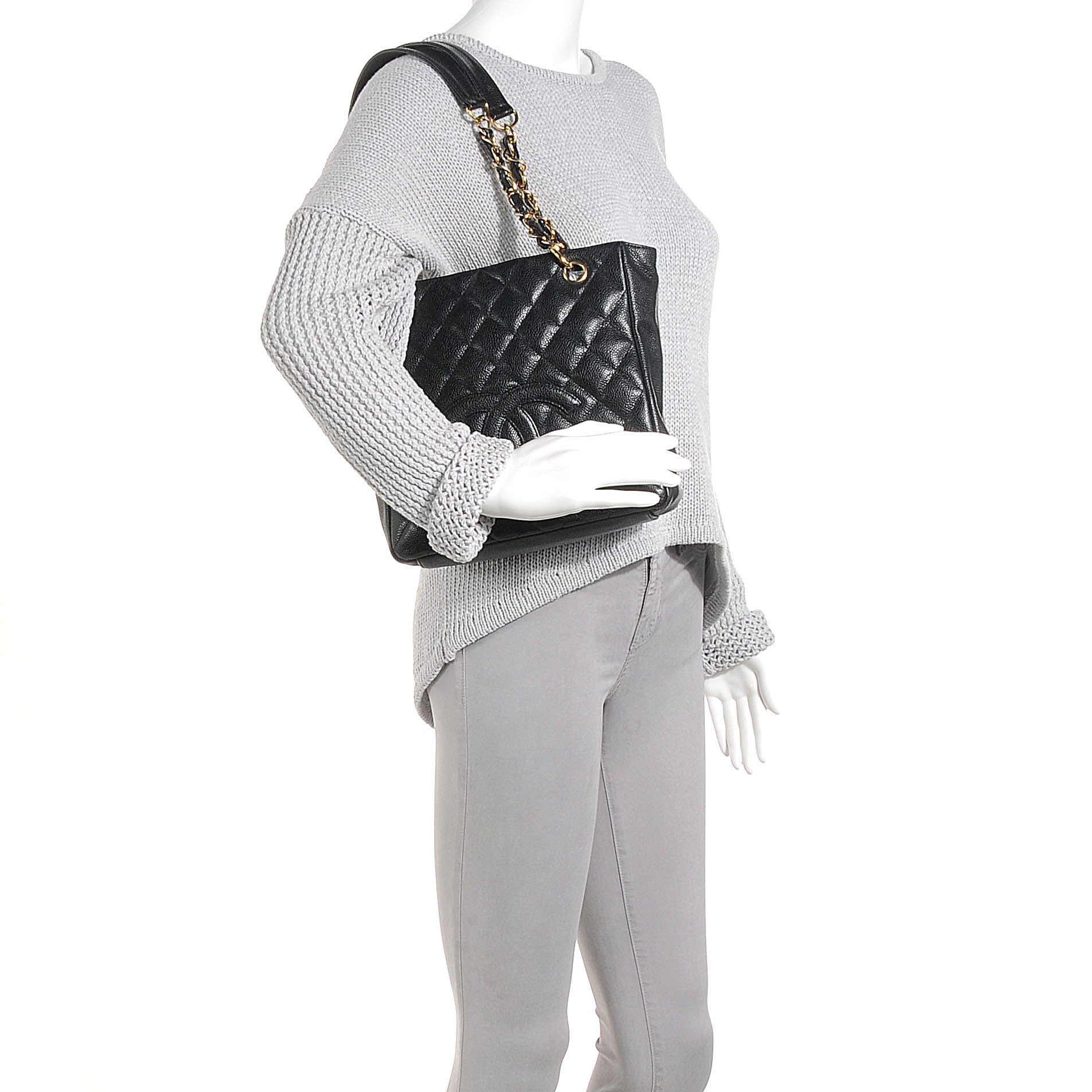 Chanel Caviar Petit Shopping Tote PST Black 2 of 7