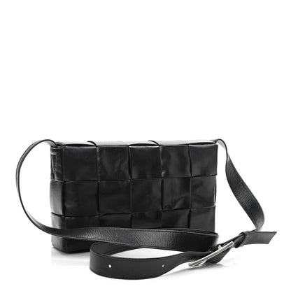 Bottega Veneta Paper Calfskin Maxi Intreccio Cassette Crossbody Bag Black 3 of 9
