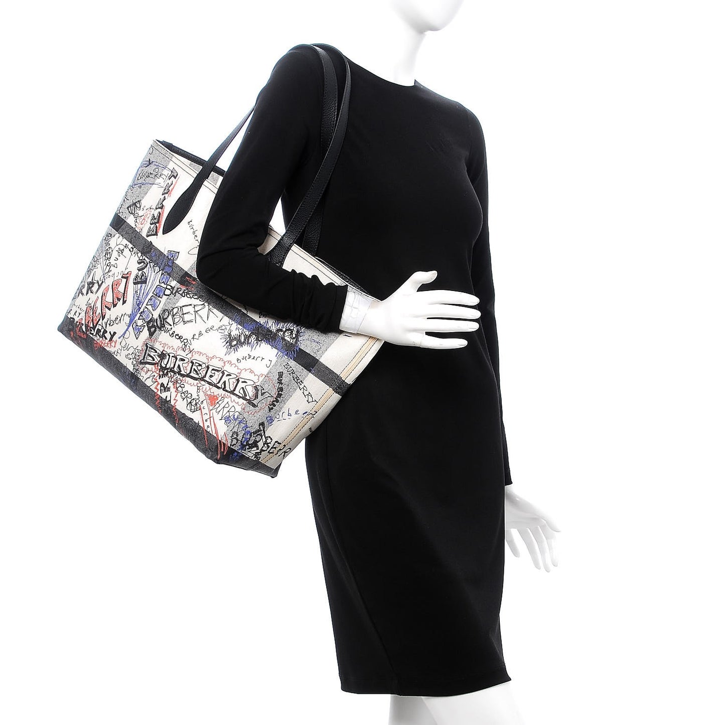 Coated Canvas Mega Check Sketchbook Reversible Tote White Black