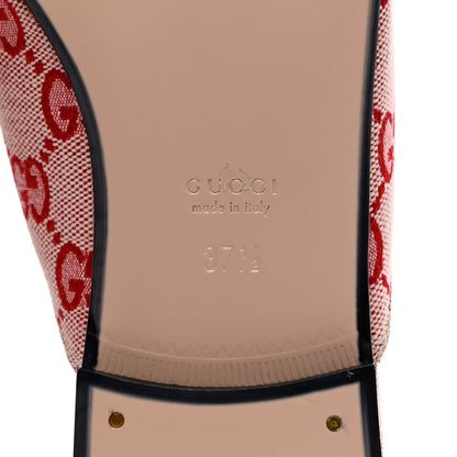 Gucci Canvas GG Monogram Horsebit Womens Princetown Slippers 37.5 Gardenia Hibiscus Red 8 of 9