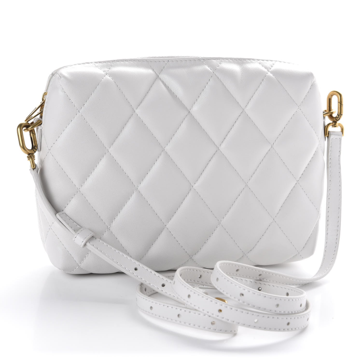 Balenciaga Nappa Calfskin Quilted Touch B Camera Shoulder Bag White 3 of 11