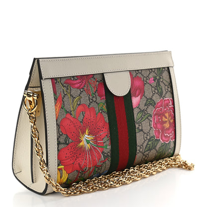 Gucci GG Supreme Monogram Flora Web Small Ophidia Chain Shoulder Bag White 3 of 9
