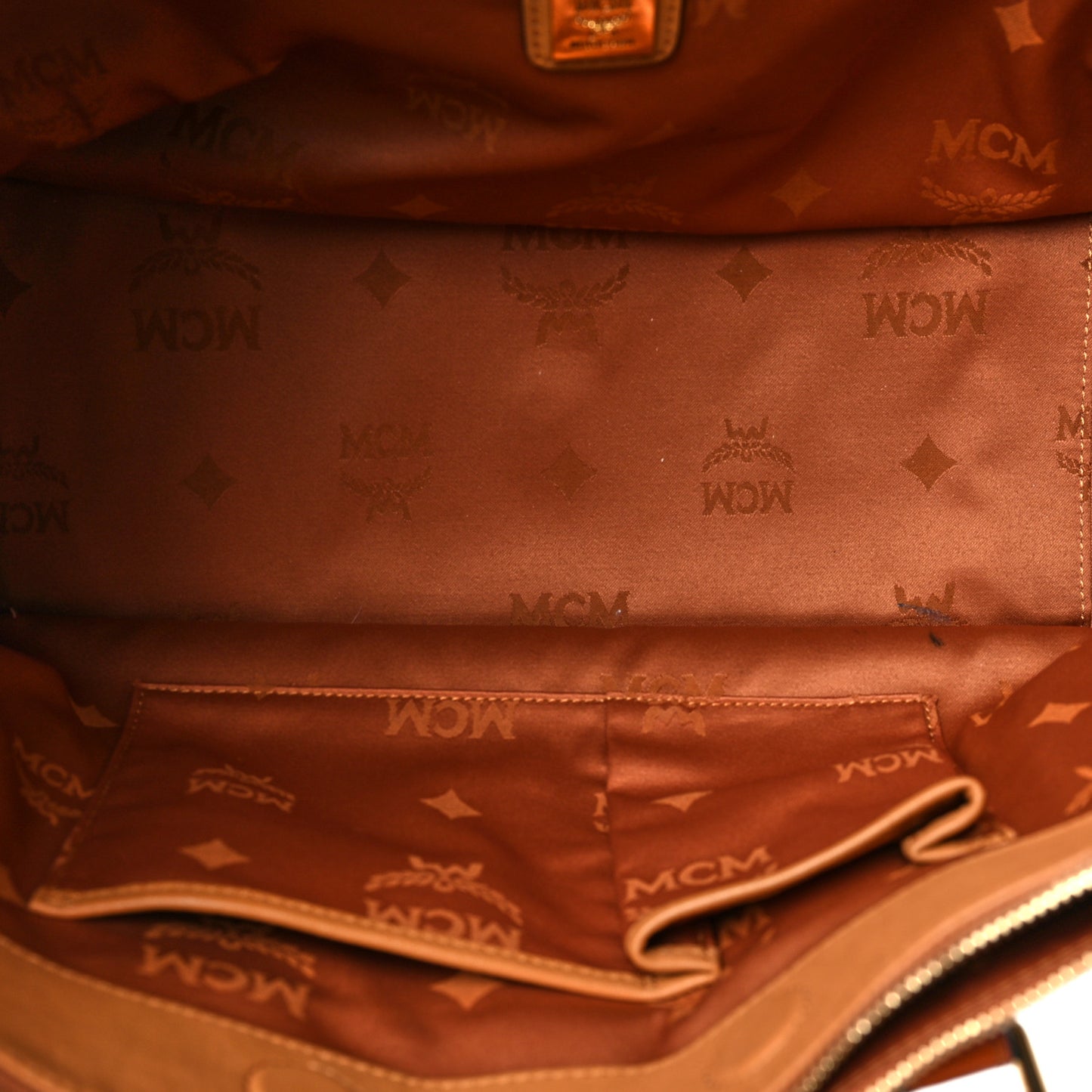 Visetos Calfskin Crocodile Embossed Double Zip Tote Cognac