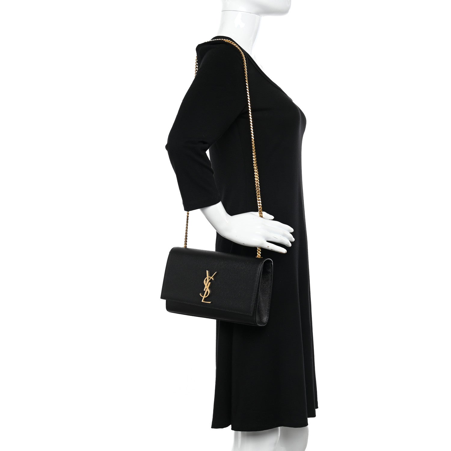 Saint Laurent SAINT LAURENT Grain De Poudre Medium Classic Monogram Kate Satchel Black 2 of 9