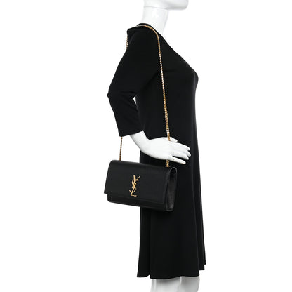 Saint Laurent SAINT LAURENT Grain De Poudre Medium Classic Monogram Kate Satchel Black 2 of 9