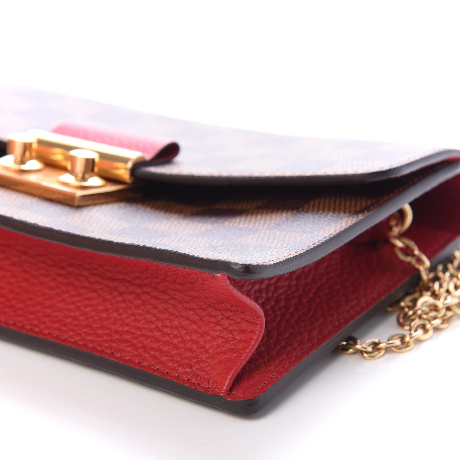 Louis Vuitton Damier Ebene Croisette Chain Wallet Scarlet 9 of 10