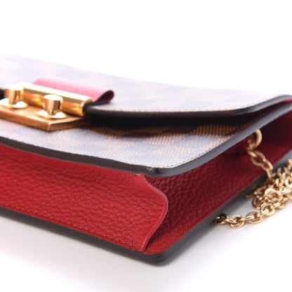 Louis Vuitton Damier Ebene Croisette Chain Wallet Scarlet 9 of 10