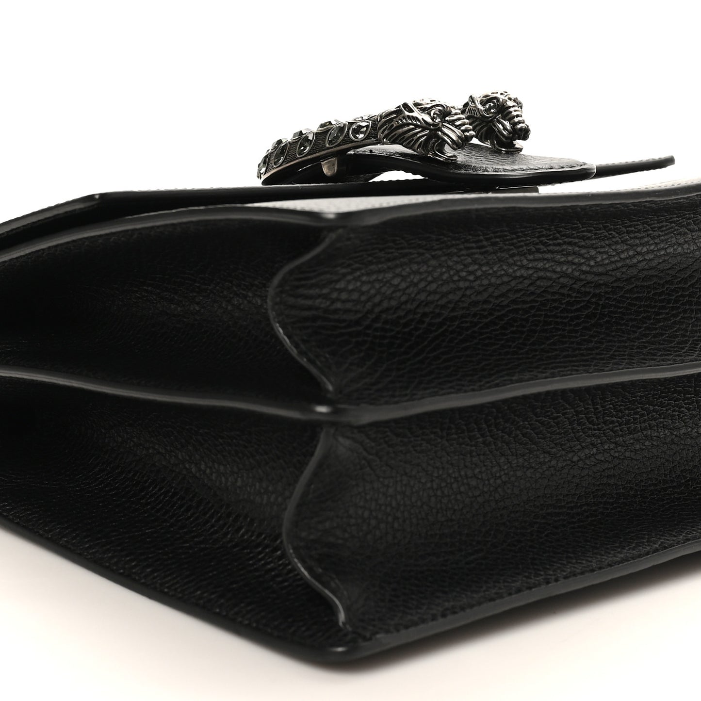 Dollar Calfskin Crystal Web Medium Dionysus Bamboo Top Handle Bag Black Black Diamond