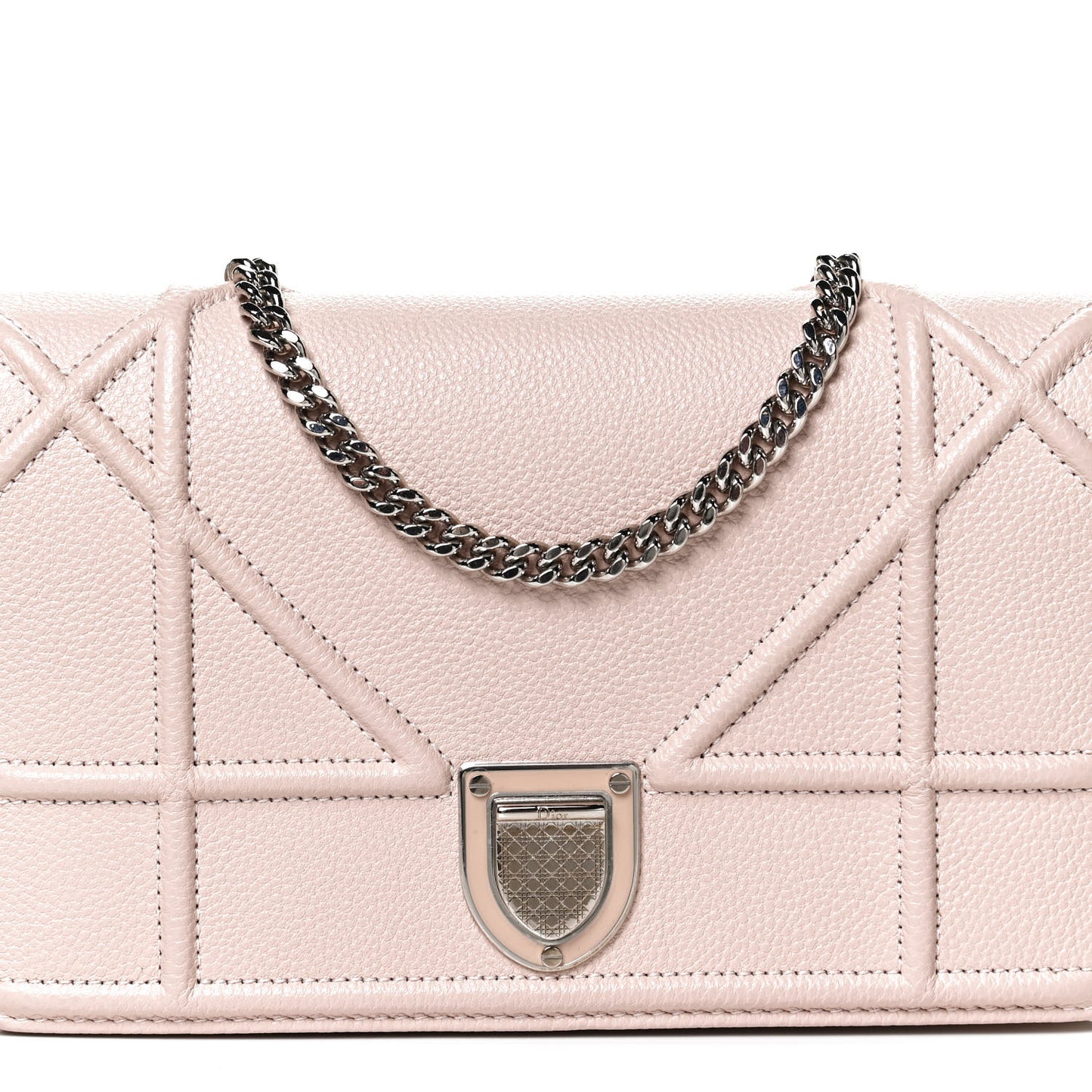 Grained Calfskin Diorama Wallet on Chain Pouch Rose Poudre