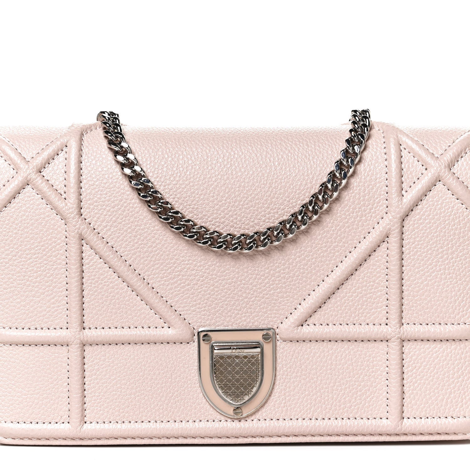 Christian Dior Grained Calfskin Diorama Wallet on Chain Pouch Rose Poudre 9 of 13