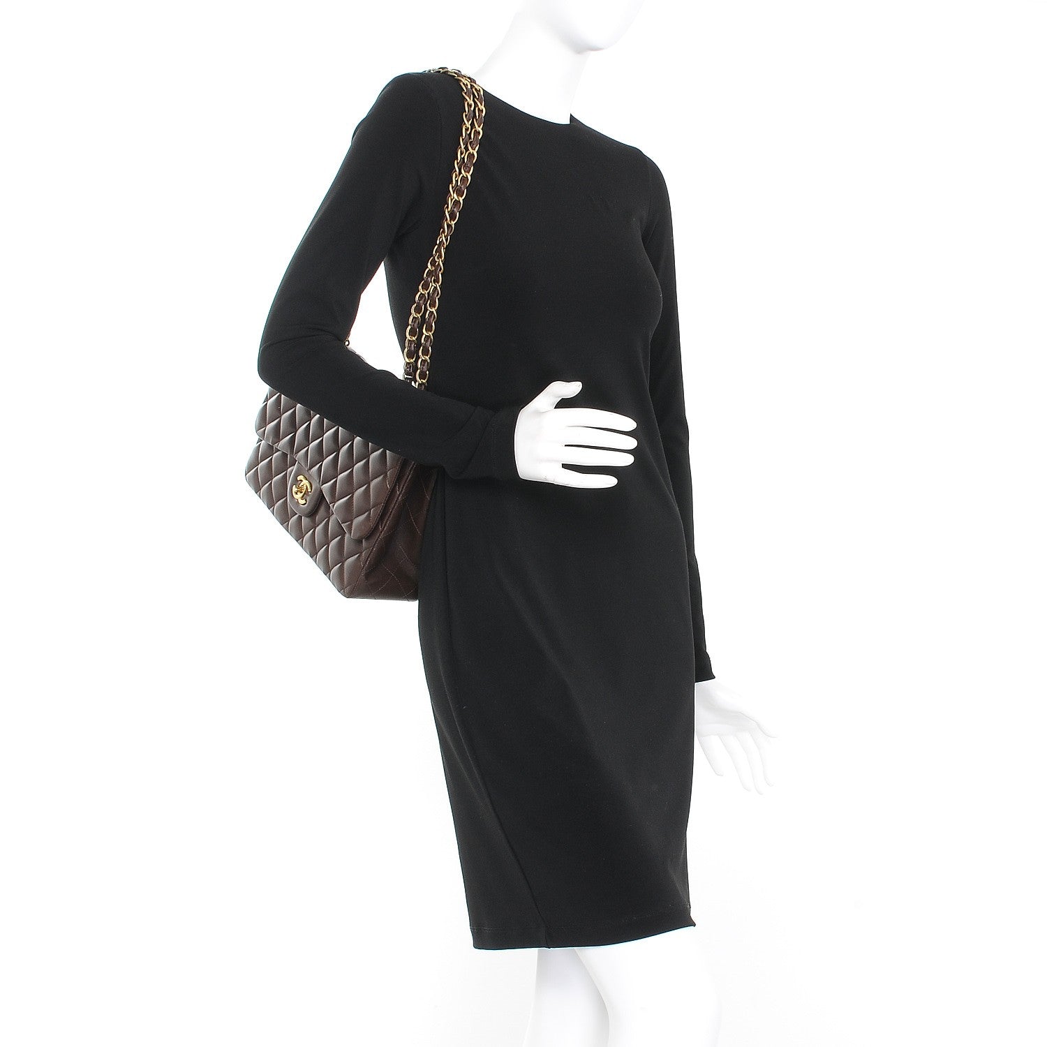 Chanel Lambskin Quilted Jumbo Single Flap Dark Brown 2 of 9
