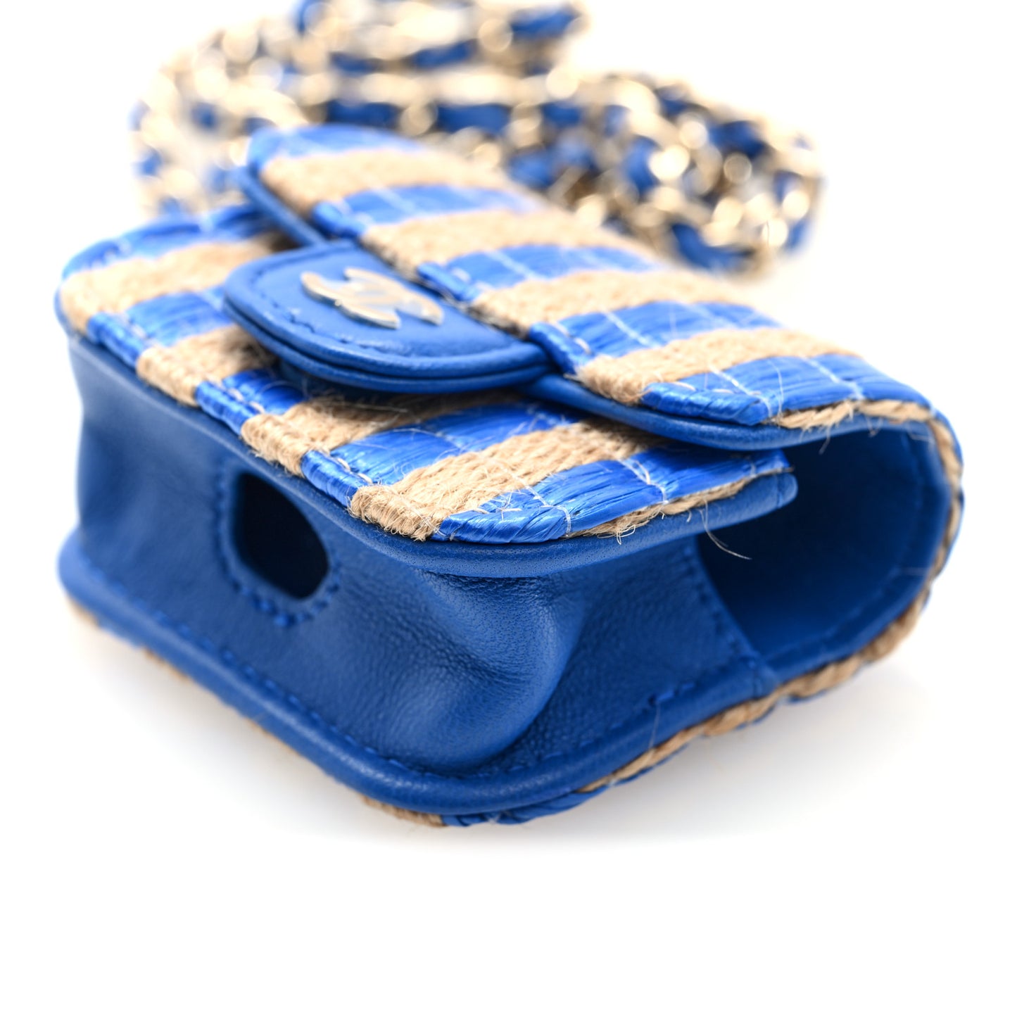 Raffia Jute Striped Airpods Pro Case Blue Beige