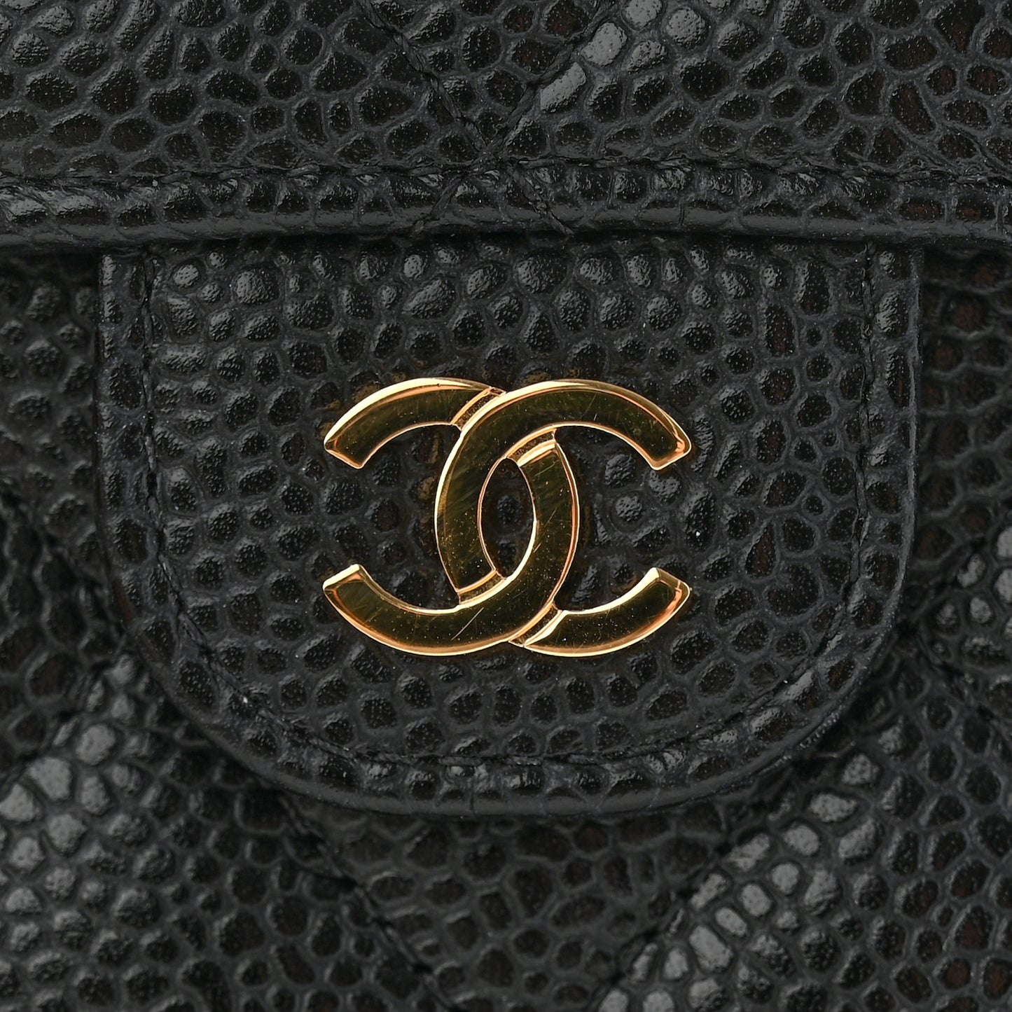 Caviar Quilted Large Gusset Flap Wallet Black