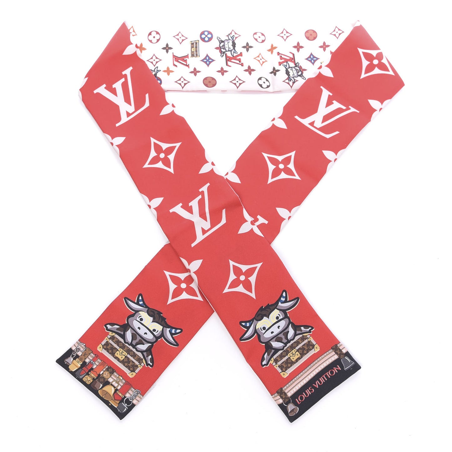 Silk Monogram Rodeo Bandeau Red