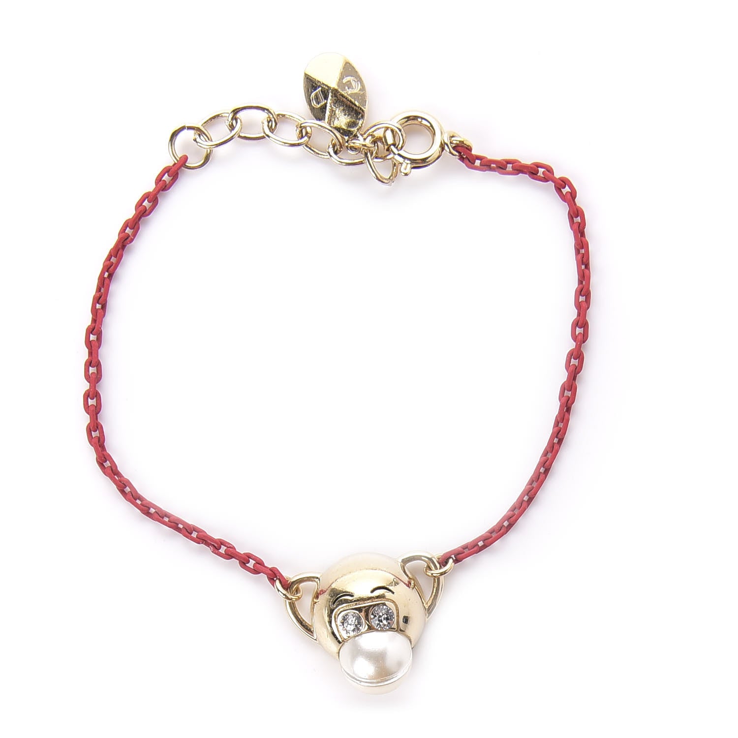 Christian Dior Crystal Pearl Diorelita Chinese New Year Monkey Bracelet Red 1 of 4