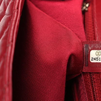 Chanel Calfskin Chevron Quilted Top Handle Flap Red 7 of 11
