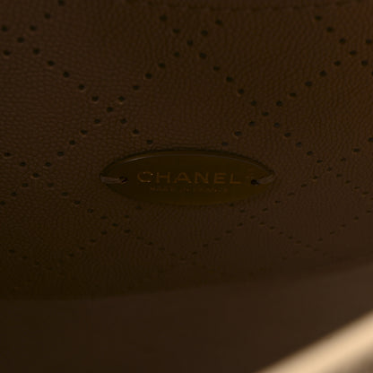 Chanel Grained Calfskin Perforated Small Flap Hobo Beige 6 of 10