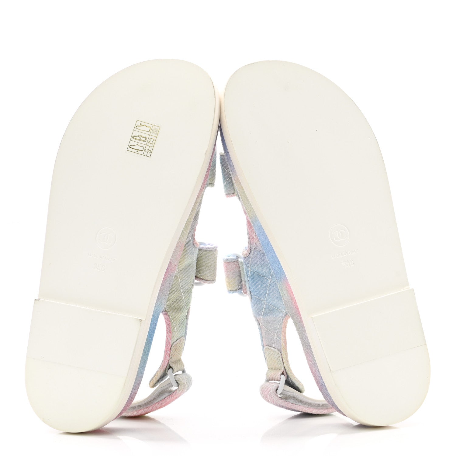 Chanel Printed Fabric Quilted Dad Sandals 35 Green Pink Blue 5 of 8