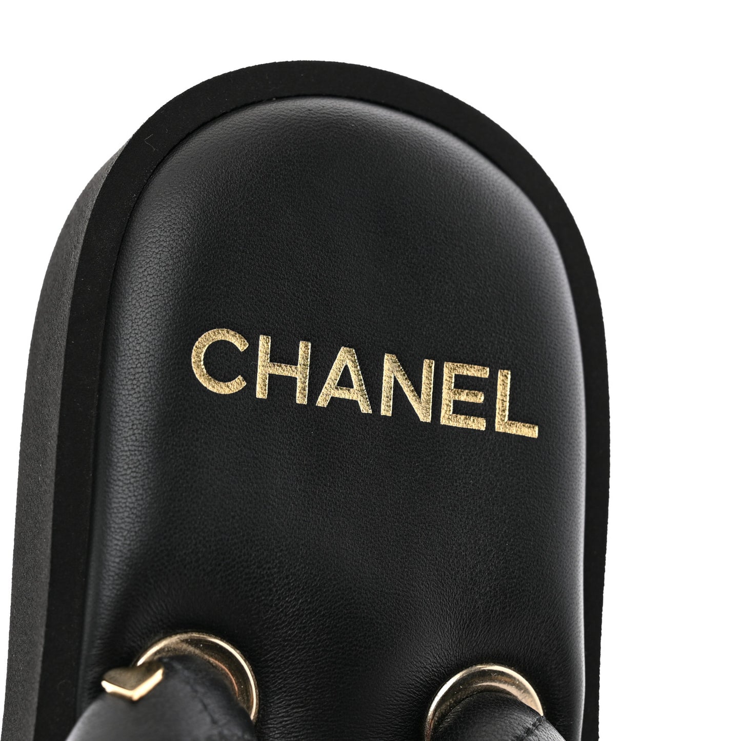 Lambskin Quilted Padded Charms Thong Sandals 38.5 Black